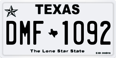 TX license plate DMF1092