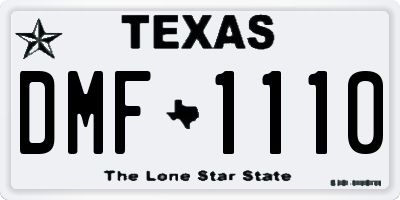 TX license plate DMF1110