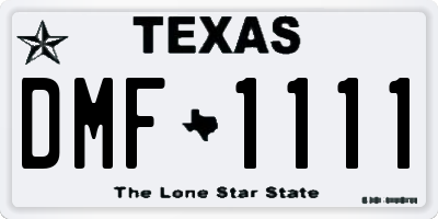 TX license plate DMF1111
