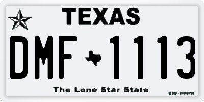 TX license plate DMF1113