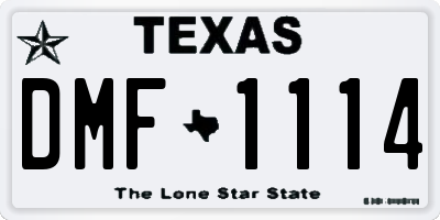 TX license plate DMF1114
