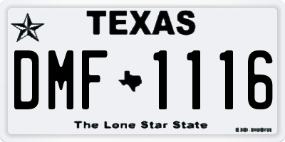 TX license plate DMF1116