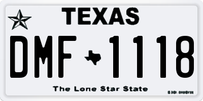 TX license plate DMF1118