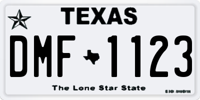TX license plate DMF1123