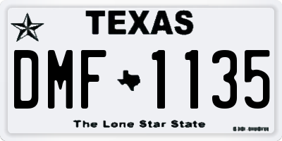 TX license plate DMF1135