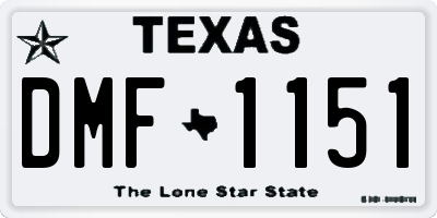 TX license plate DMF1151