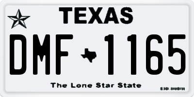 TX license plate DMF1165