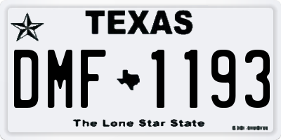 TX license plate DMF1193