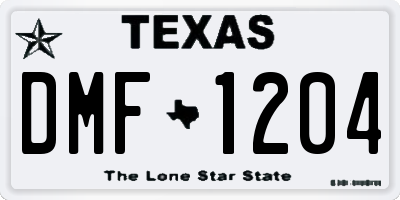 TX license plate DMF1204