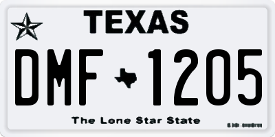 TX license plate DMF1205