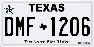 TX license plate DMF1206