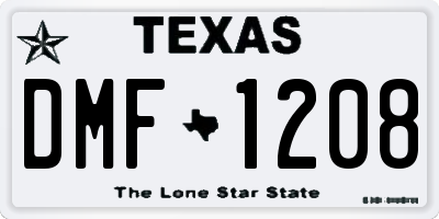 TX license plate DMF1208