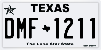 TX license plate DMF1211