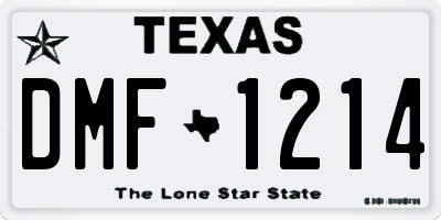 TX license plate DMF1214
