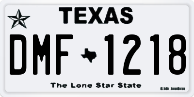 TX license plate DMF1218