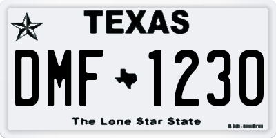 TX license plate DMF1230