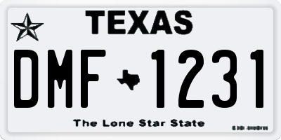 TX license plate DMF1231