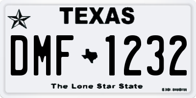 TX license plate DMF1232