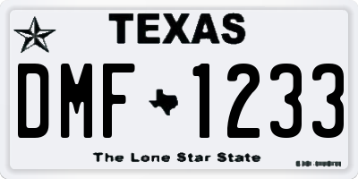 TX license plate DMF1233
