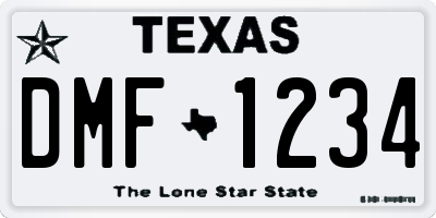 TX license plate DMF1234
