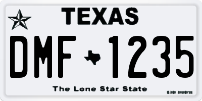 TX license plate DMF1235