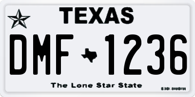 TX license plate DMF1236