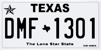 TX license plate DMF1301