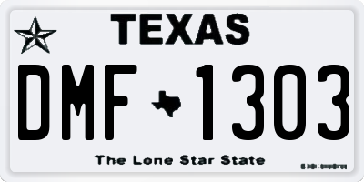 TX license plate DMF1303