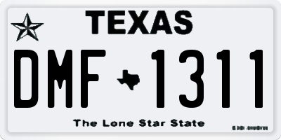 TX license plate DMF1311