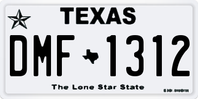 TX license plate DMF1312