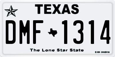 TX license plate DMF1314