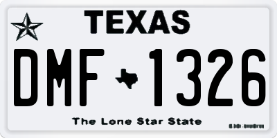 TX license plate DMF1326