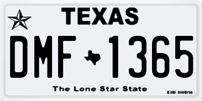 TX license plate DMF1365