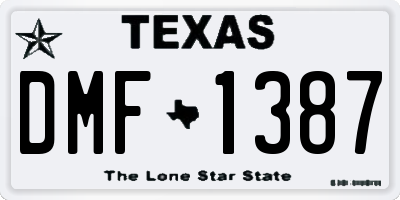 TX license plate DMF1387