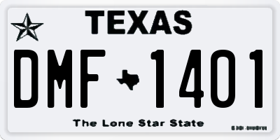 TX license plate DMF1401
