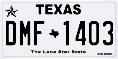 TX license plate DMF1403