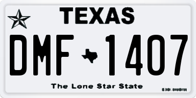 TX license plate DMF1407
