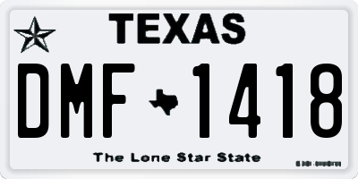 TX license plate DMF1418