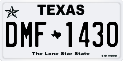 TX license plate DMF1430