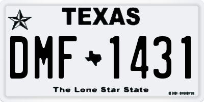 TX license plate DMF1431