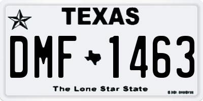 TX license plate DMF1463