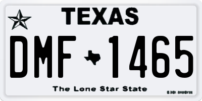 TX license plate DMF1465