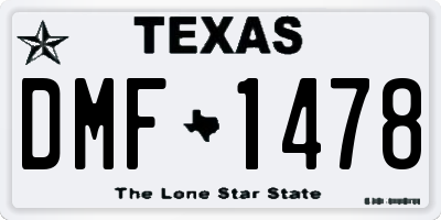 TX license plate DMF1478