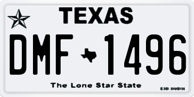 TX license plate DMF1496
