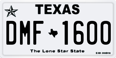 TX license plate DMF1600