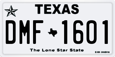 TX license plate DMF1601