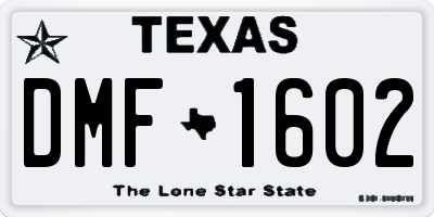 TX license plate DMF1602