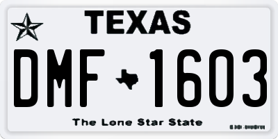 TX license plate DMF1603