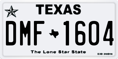 TX license plate DMF1604