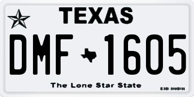 TX license plate DMF1605